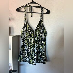 Be creative Black and Green Women's halter swim suit top and bottom set